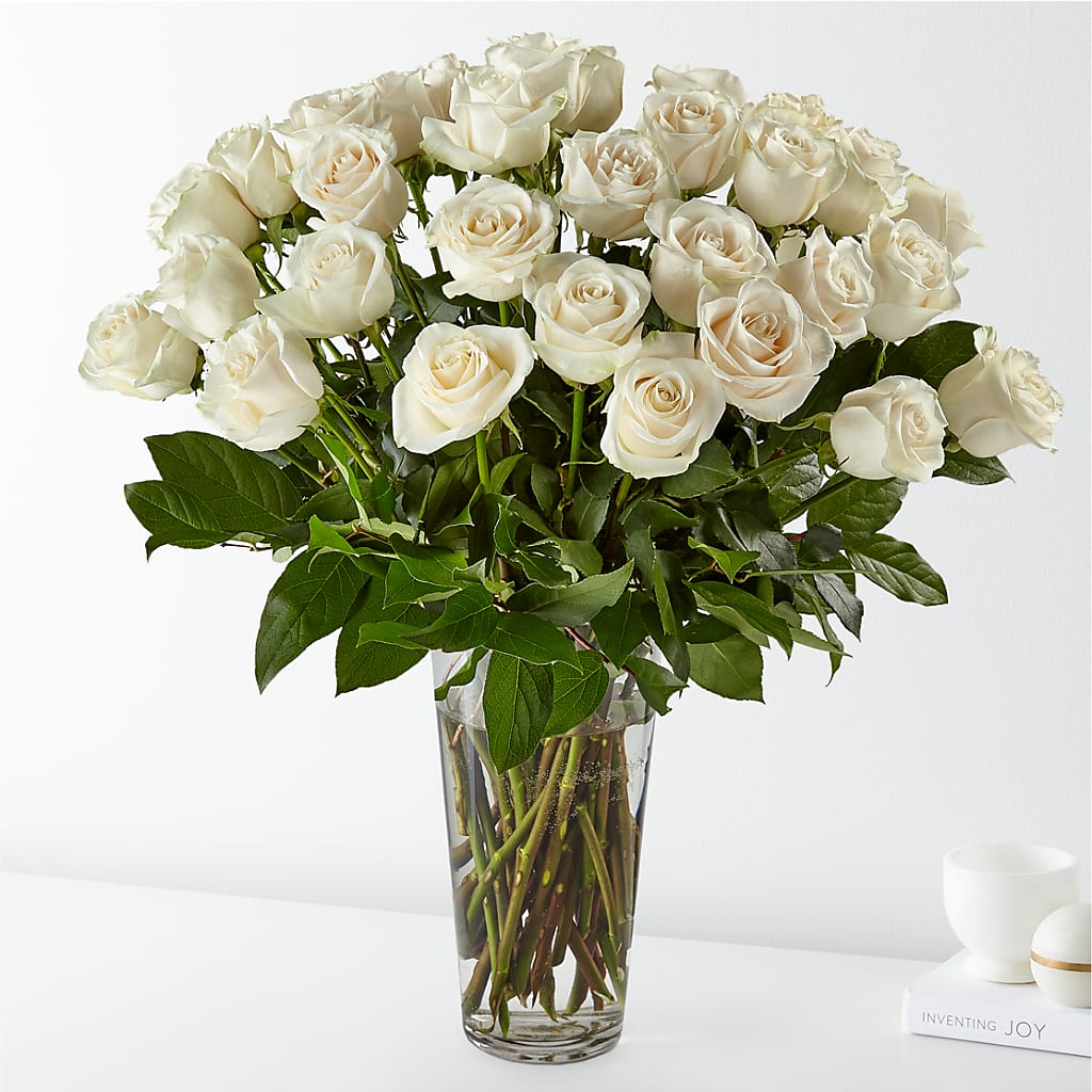 Long Stem White Rose Bouquet – Ruiz Creationz Llc, Miami FL