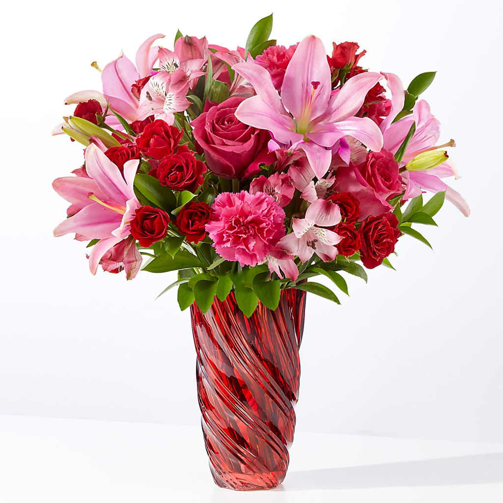In Love Bouquet with Luxe Swirl Vase – Ruiz Creationz Llc, Miami FL