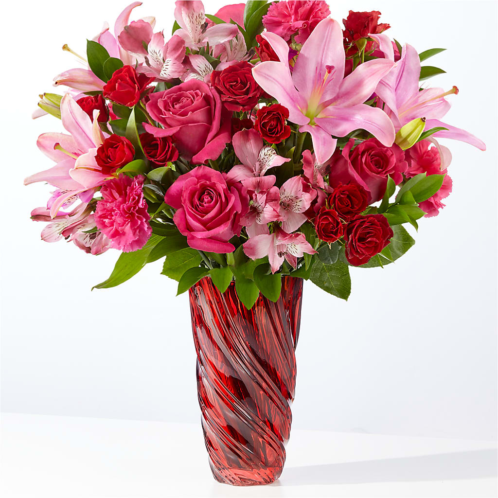 In Love Bouquet with Luxe Swirl Vase – Ruiz Creationz Llc, Miami FL