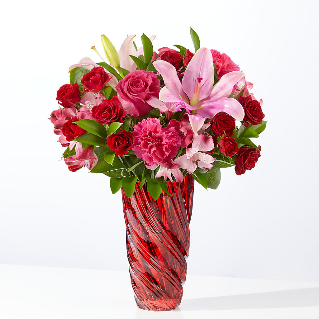 In Love Bouquet with Luxe Swirl Vase – Ruiz Creationz Llc, Miami FL