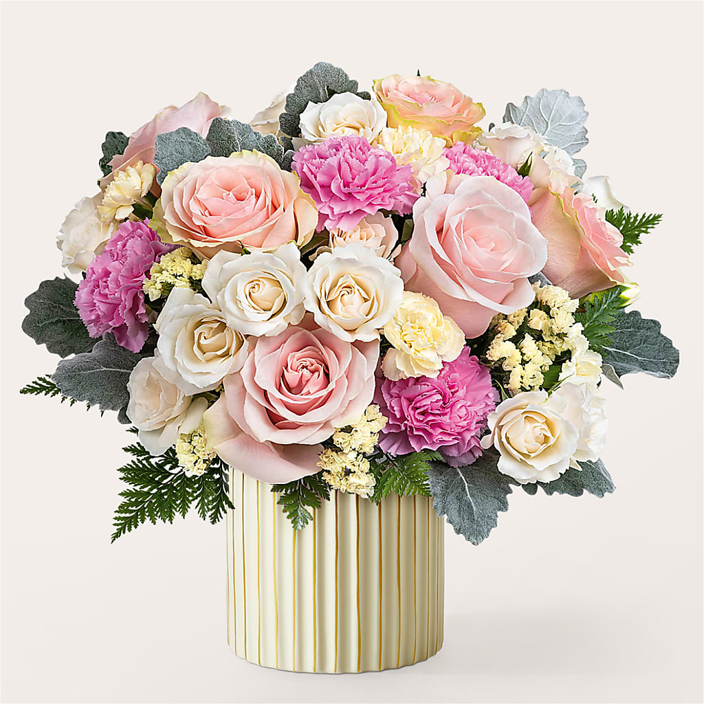 Blissful Moments Bouquet with Ivory Vase – Ruiz Creationz Llc, Miami FL