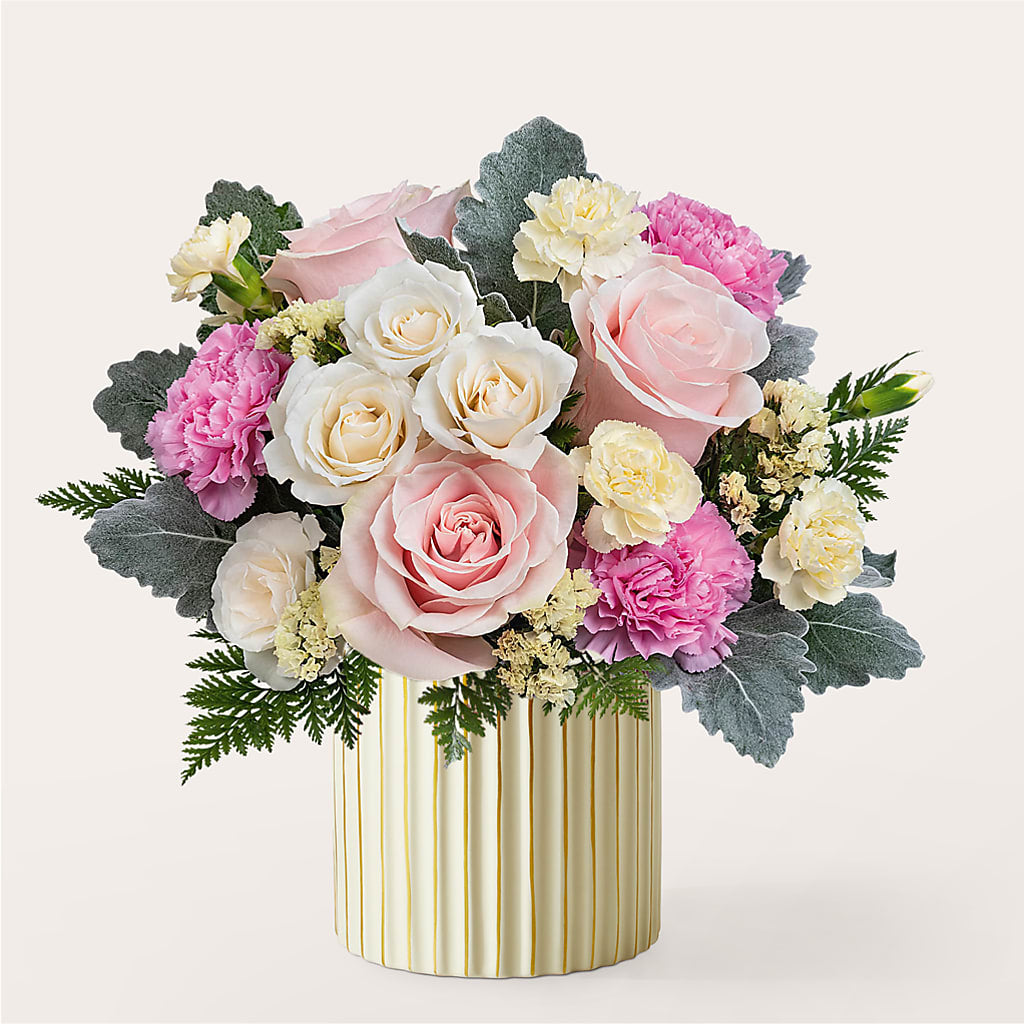 Blissful Moments Bouquet with Ivory Vase – Ruiz Creationz Llc, Miami FL