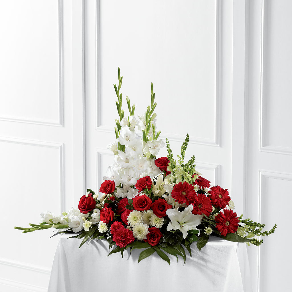 Crimson & White Arrangement – Ruiz Creationz Llc, Miami FL