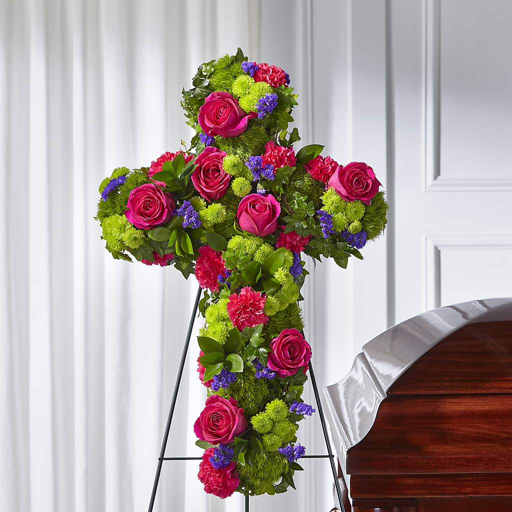 Tribute Rose Floral Cross – Ruiz Creationz Llc, Miami FL