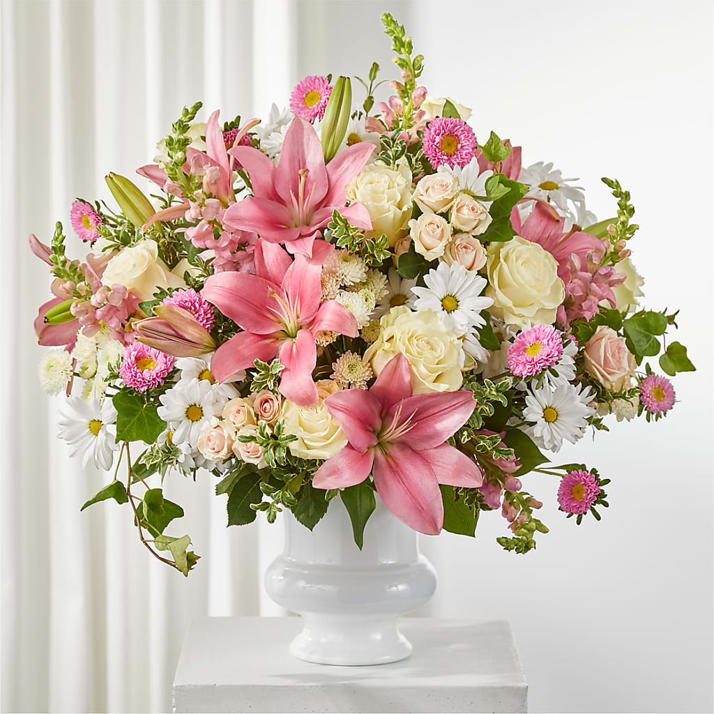 Empathetic Blooms Urn Arrangement – Ruiz Creationz Llc, Miami FL