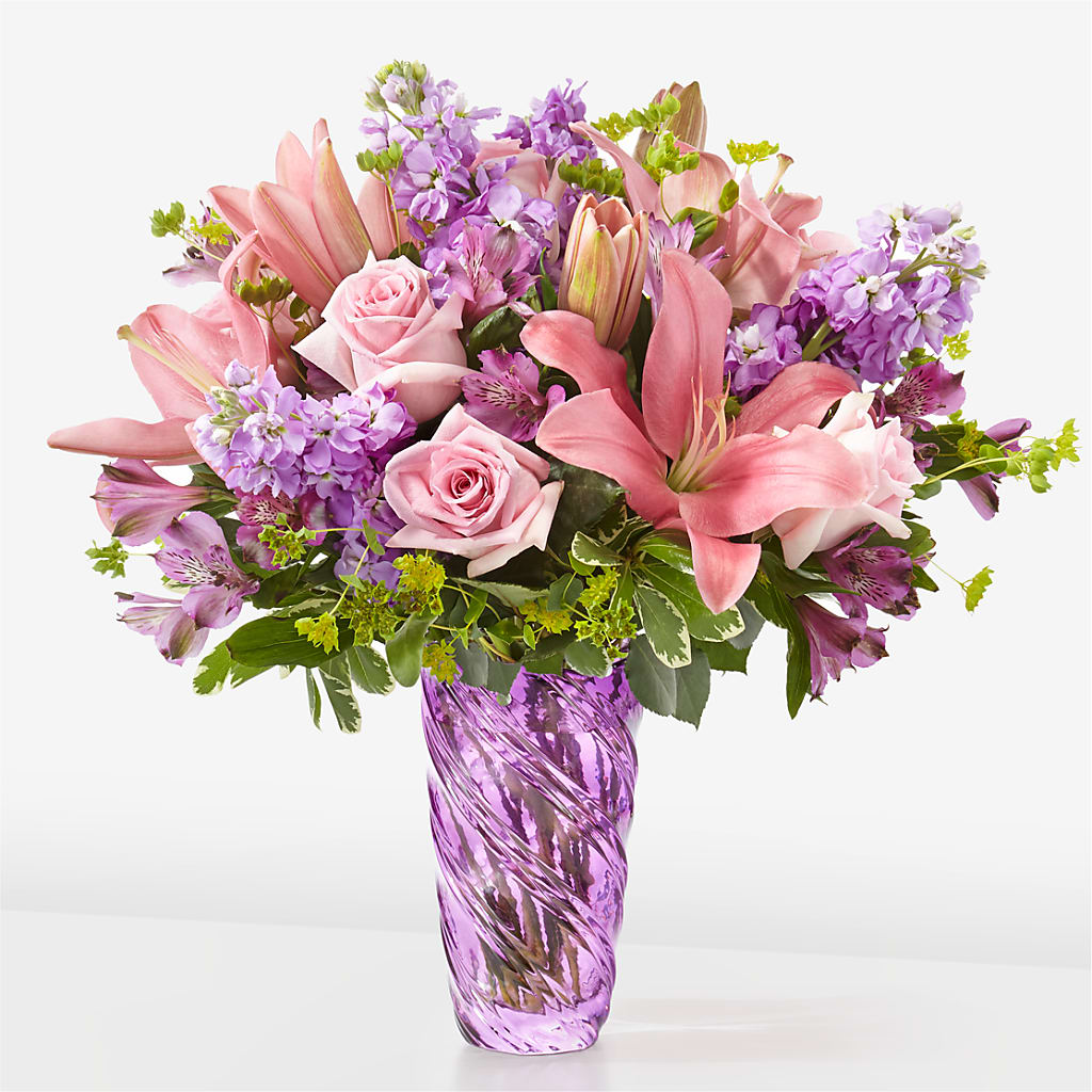 Precious Petals Bouquet with Luxe Swirl Vase – Ruiz Creationz Llc, Miami FL