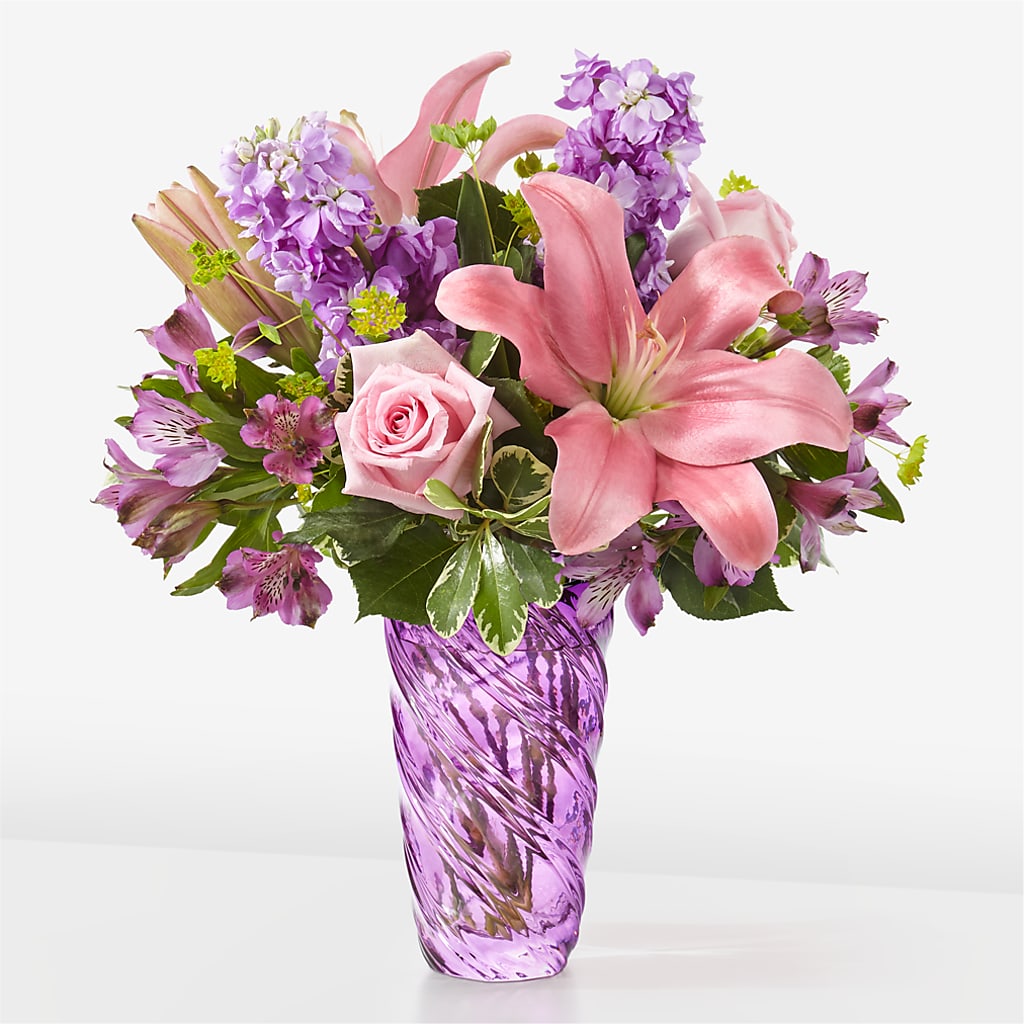 Precious Petals Bouquet with Luxe Swirl Vase – Ruiz Creationz Llc, Miami FL