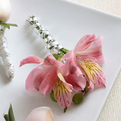 Pink Peruvian Lily Boutonniere –  Ruiz Creationz Llc, Miami FL