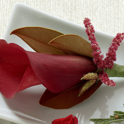 Red Calla Boutonniere –  Ruiz Creationz Llc, Miami FL