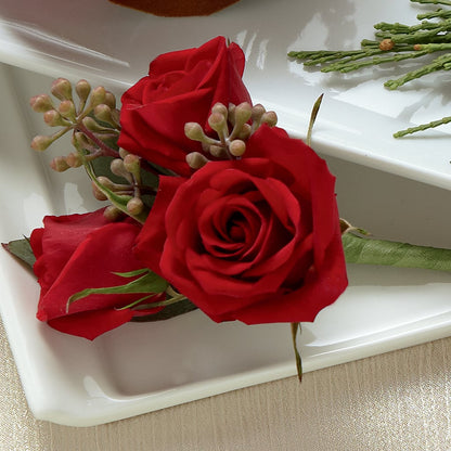 Red Spray Rose Boutonniere –  Ruiz Creationz Llc, Miami FL