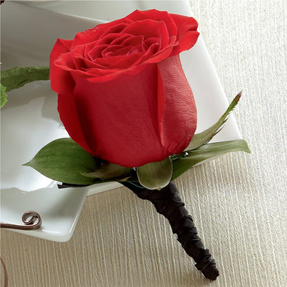 Red Rose Boutonniere –  Ruiz Creationz Llc, Miami FL